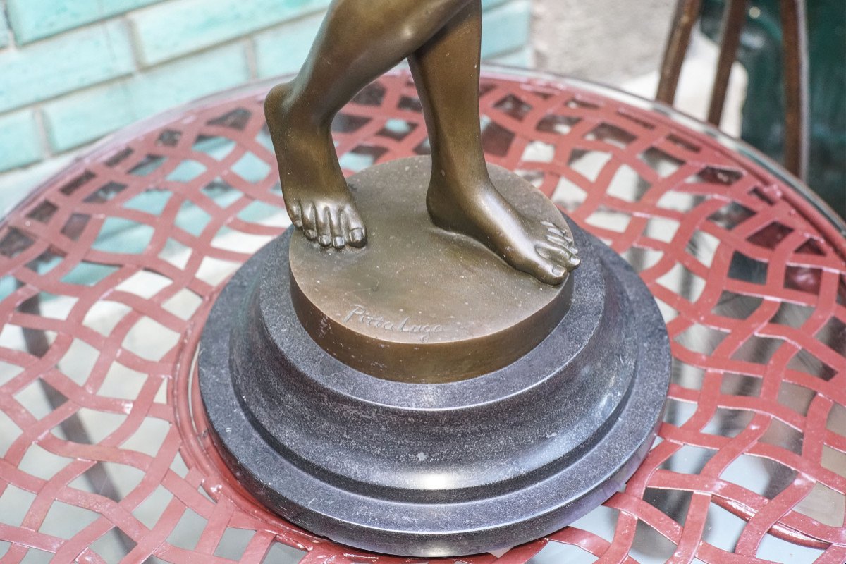 "awakening", Bronze Woman Sculpture Signed Pitta Luga.-photo-5