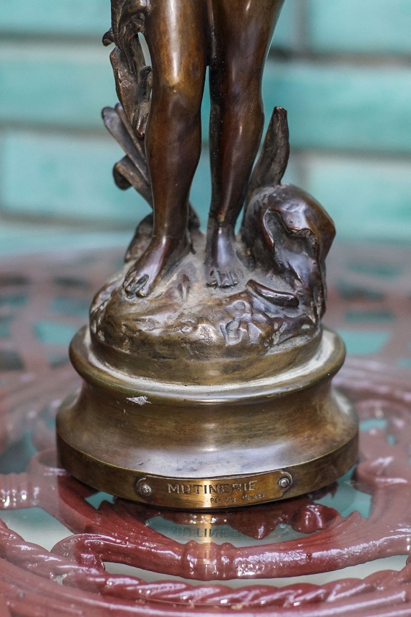 Auguste MOREAU, "TAQUINERIE" & "MUTINERIE" . Paire de bronzes.-photo-8