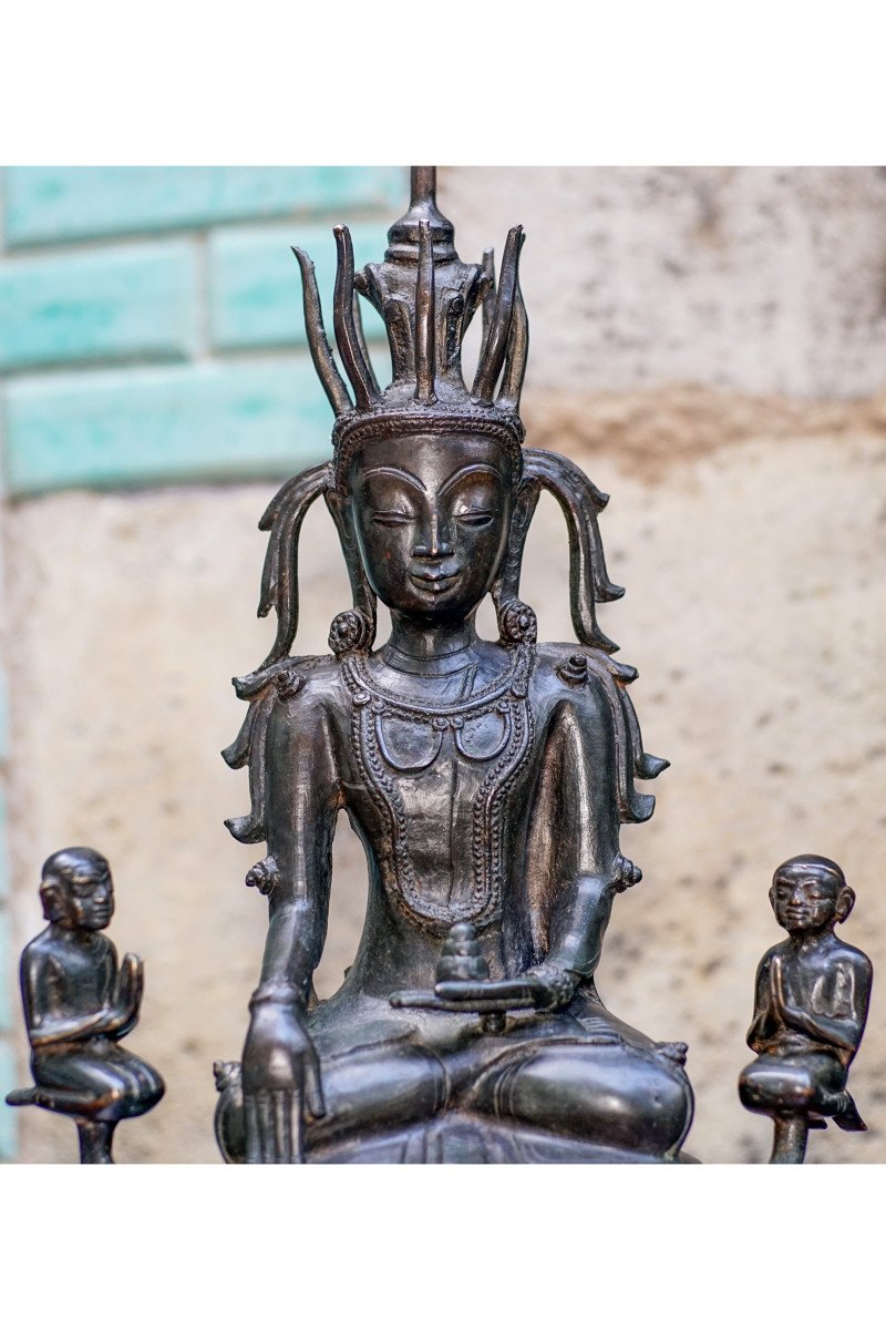 Buddha Burma Shan Bronze 50 Cm-photo-4