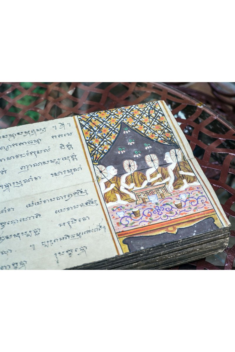 ANCIEN ET RARE MANUSCRIT BOUDDHISTE BIRMAN-photo-2