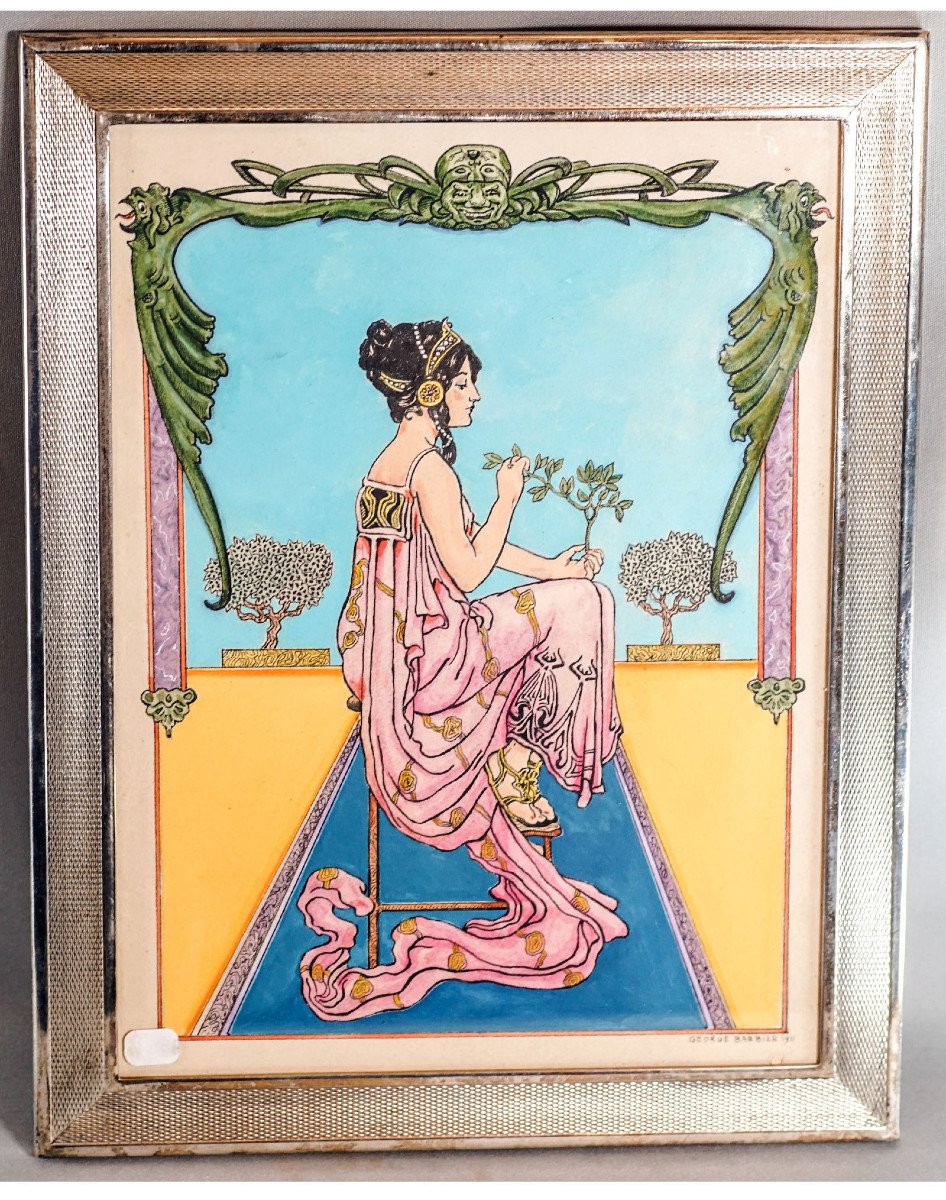 Georges Barbier, Woman In Pink, Original Stencil 1911