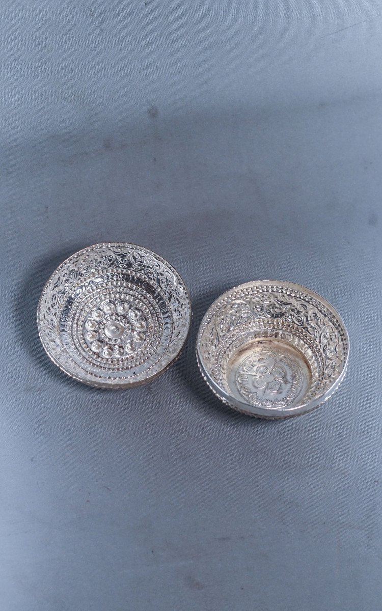 Burma Silver Round Betel Lime Box 60g-photo-7