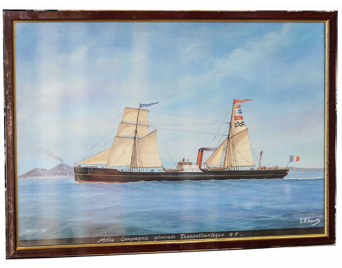 Gaetano d'Esposito, 1858-1911, Marine "moïse 1899" In The Bay Of Naples
