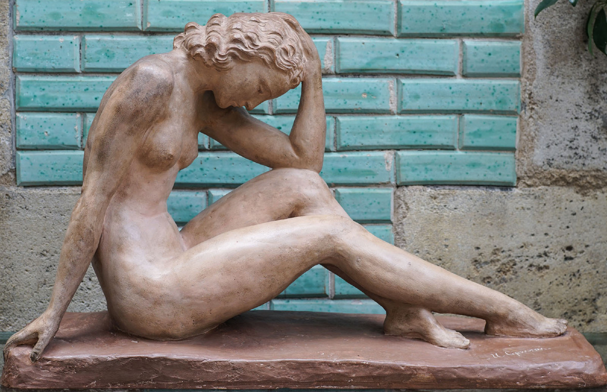 Ugo Cipriani (1887-1960), Seated Female Nude, Terracotta