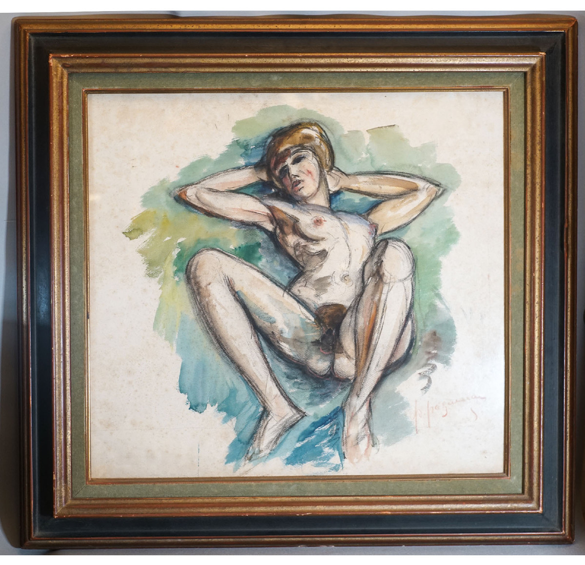 Paul PAQUEREAU (1871-1950), Nu encadré sous verre