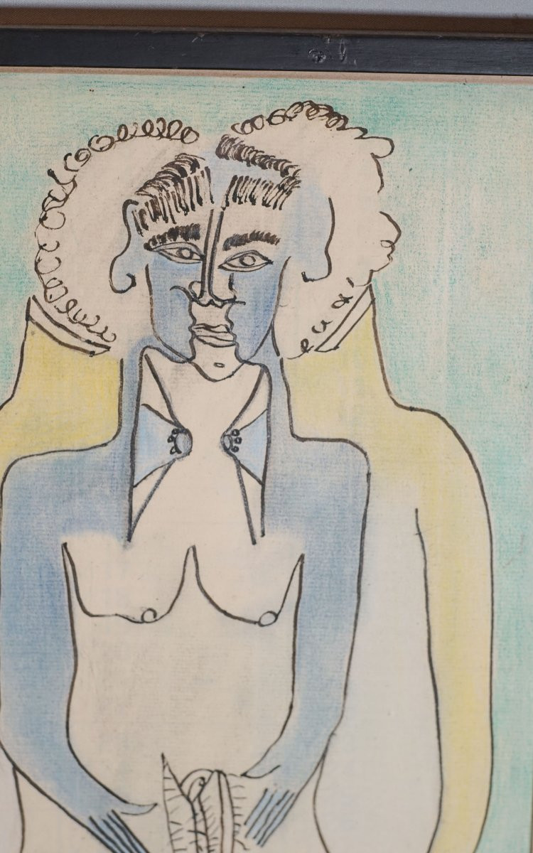 Gennaro IPOLITO, dessin pastel sur papier sous verre-photo-1