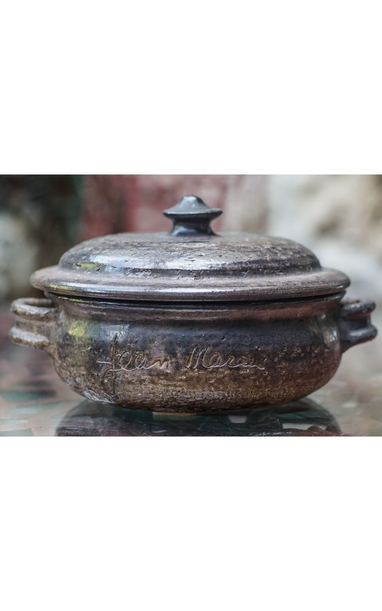 Jean Marais, Enameled And Signed Stoneware Pot, 1960s.-photo-1