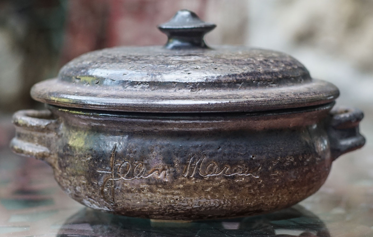 Jean Marais, Enameled And Signed Stoneware Pot, 1960s.