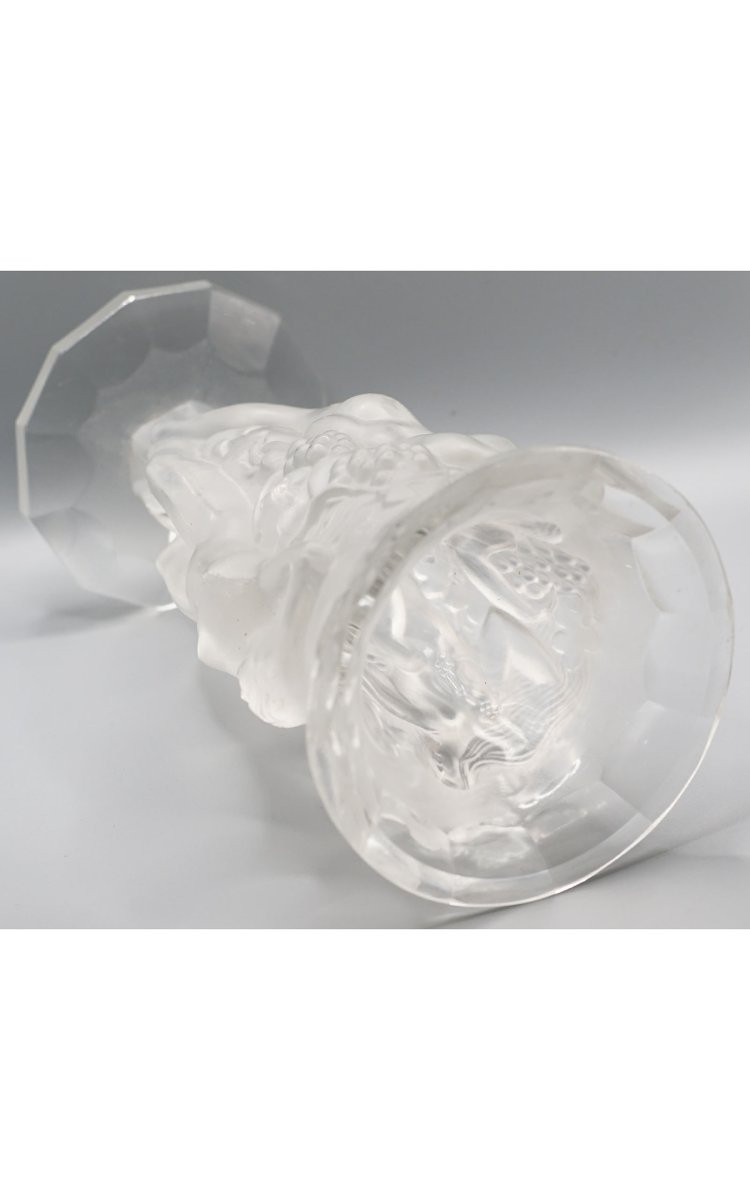 VASE ART DÉCO, cristal "Naïades nues aux raisins"-photo-3