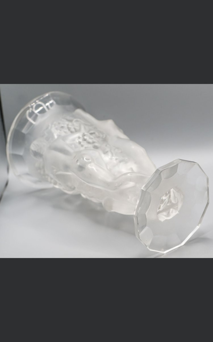 VASE ART DÉCO, cristal "Naïades nues aux raisins"-photo-4