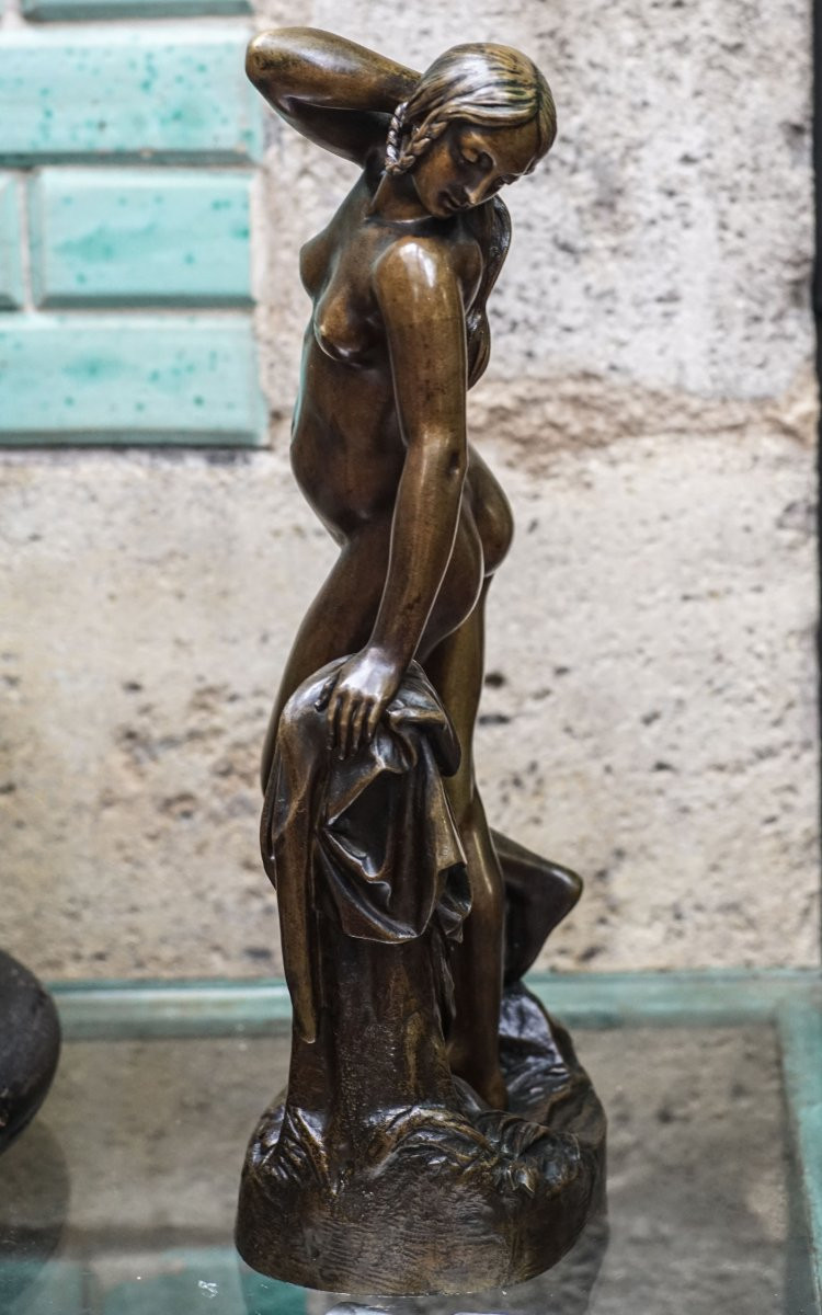 Jean-françois-théodore Gechter, "naiad", Antique Bronze -photo-2