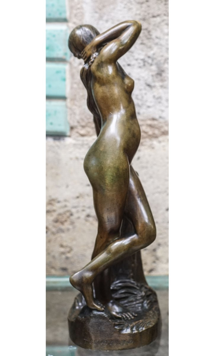 Jean-françois-théodore Gechter, "naiad", Antique Bronze -photo-4