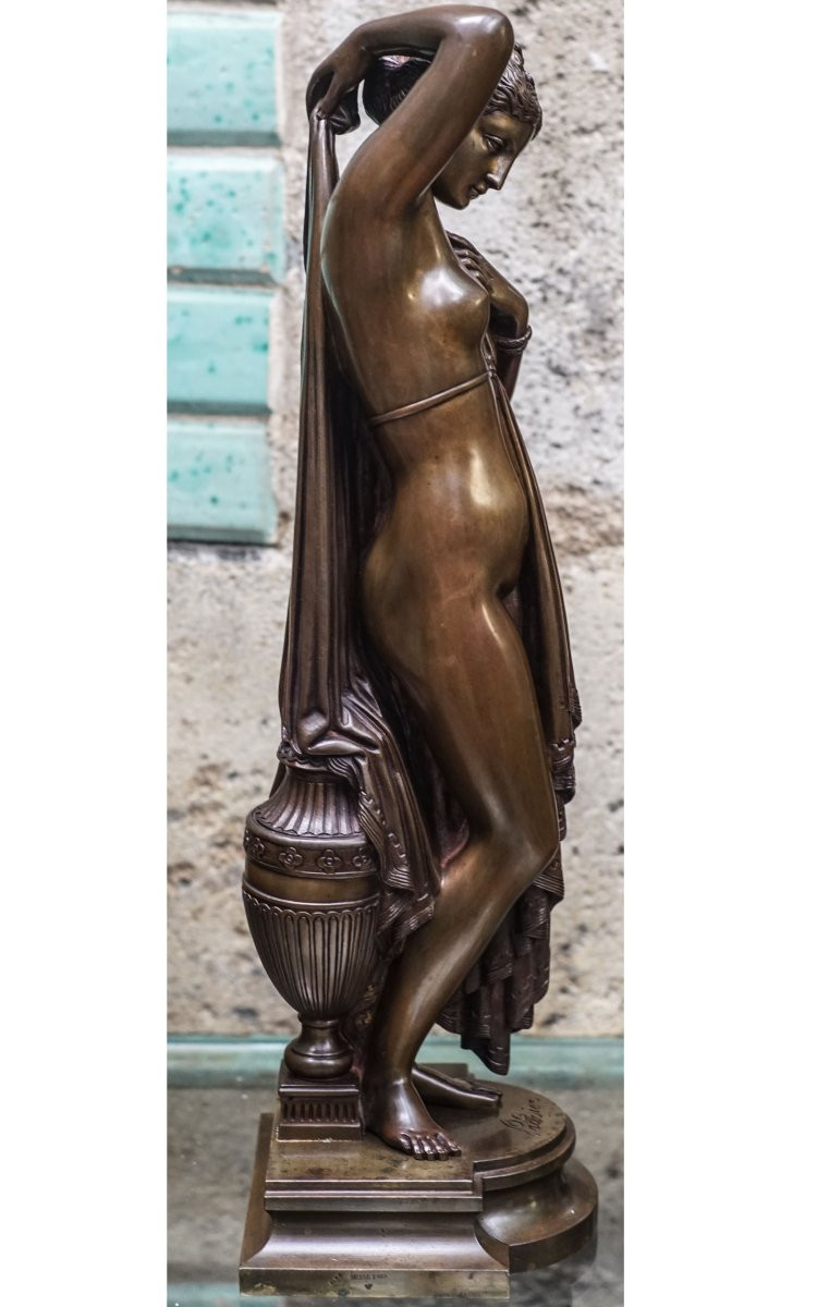James Pradier, 1790-1852, "phryné", Rare Bronze Version Called "immodest", Fonte Susse Frères-photo-2