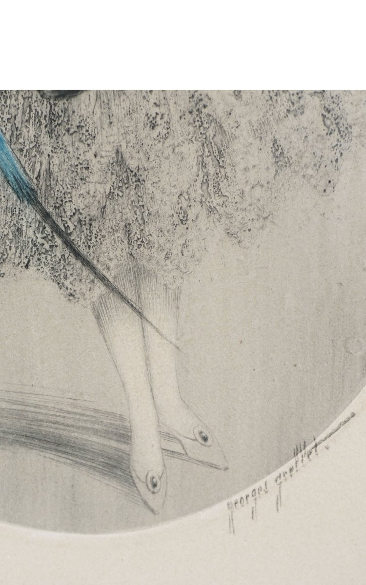 Georges GRELLET, FILLE AU PERROQUET, Estampe-photo-1