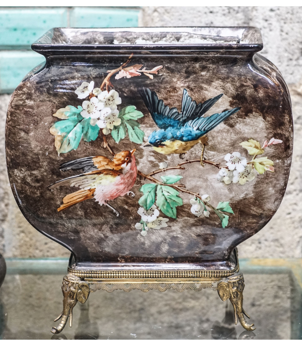 Earthenware Planter Fb Paris, Circa 1900