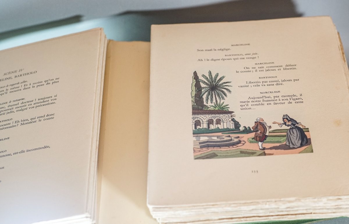 Beaumarchais The Barber Of Seville, The Marriage Of Figaro, Watercolors By Jean Gradassi-photo-3