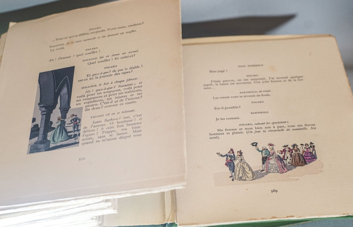 Beaumarchais The Barber Of Seville, The Marriage Of Figaro, Watercolors By Jean Gradassi-photo-5