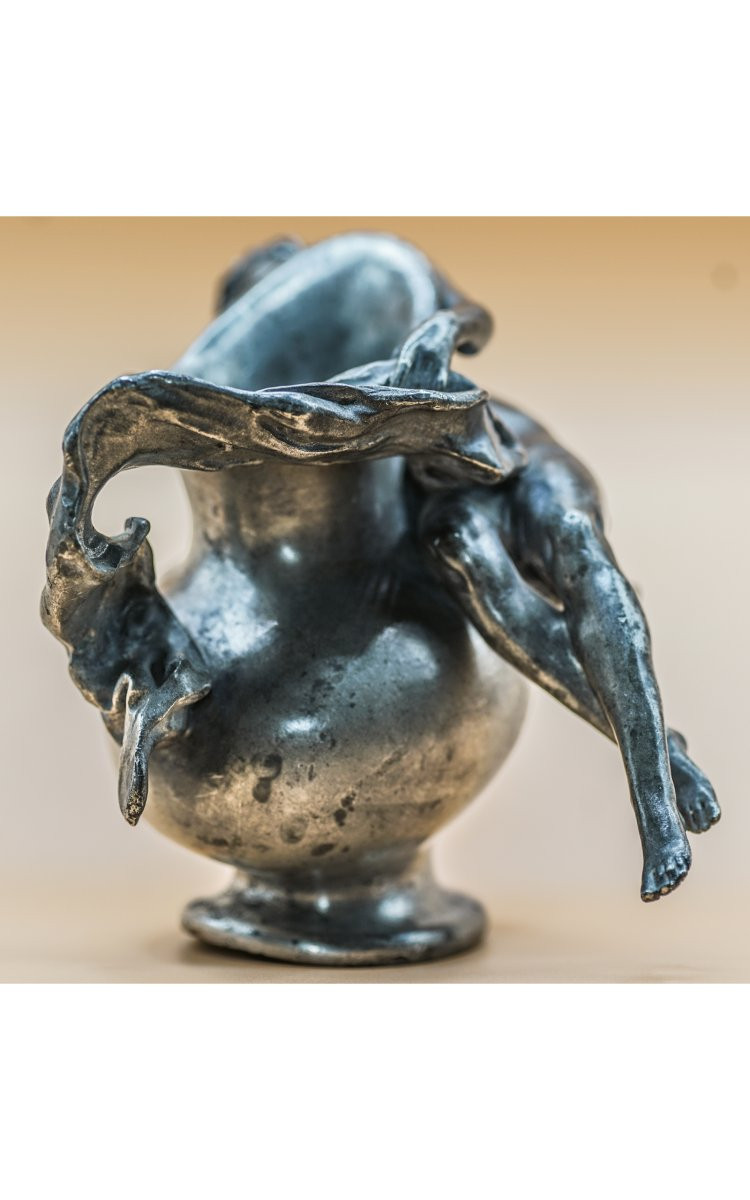 Jean-paul Aube, Art Nouveau Pewter Sculpture, Thiébaut Frères Fondeurs Paris-photo-5