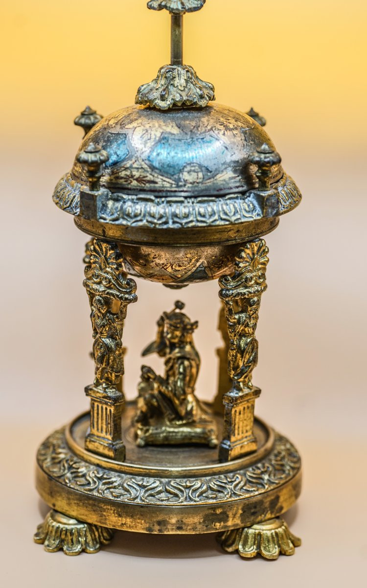 Rare cloche carillon de table asiatique en bronze -photo-4
