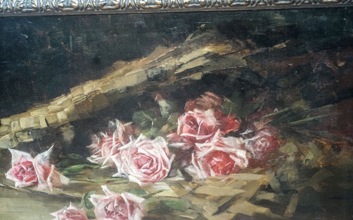 école Française XIXème, "jeté De Roses", H.s.t.-photo-1