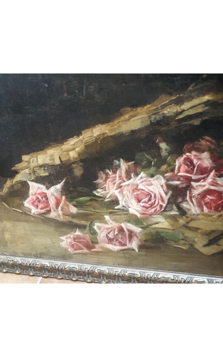 école Française XIXème, "jeté De Roses", H.s.t.-photo-2