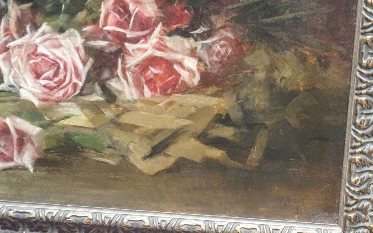 école Française XIXème, "jeté De Roses", H.s.t.-photo-4