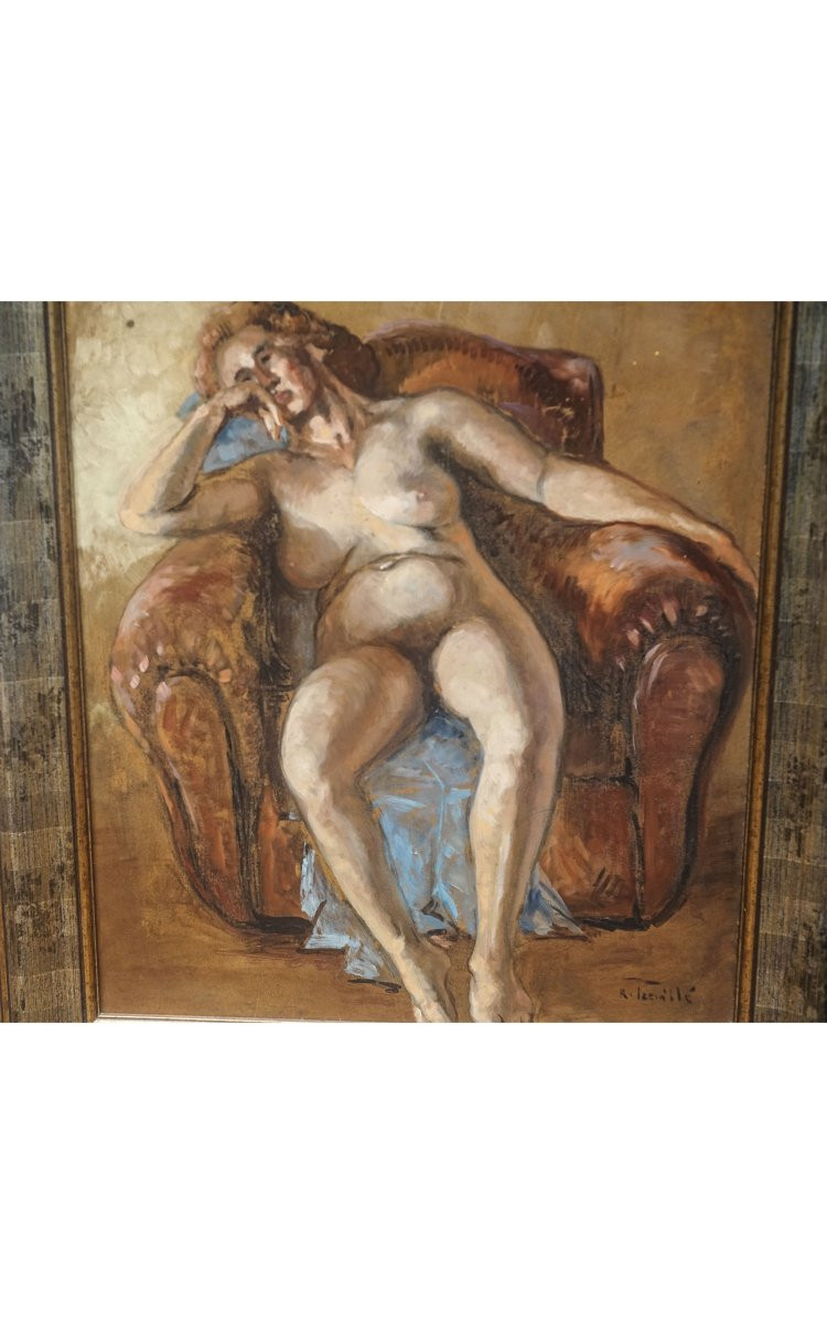 Trévillé R. "nu Féminin Au Fauteuil Club"-photo-3