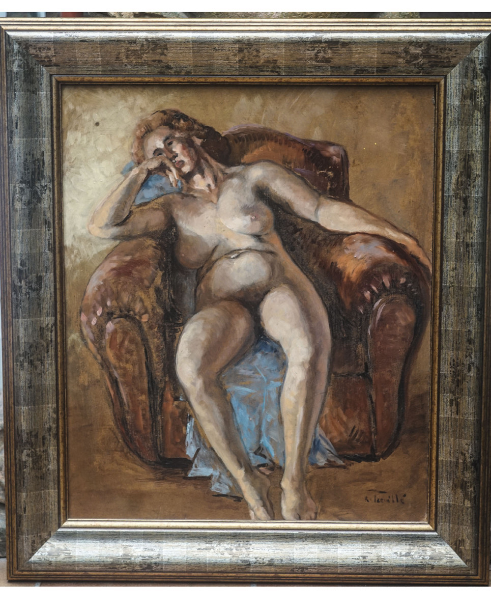 Trévillé R. "nu Féminin Au Fauteuil Club"