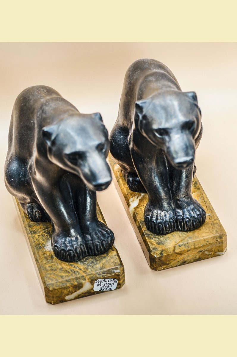 M. Font, Art Deco Polar Bear Bookends-photo-4