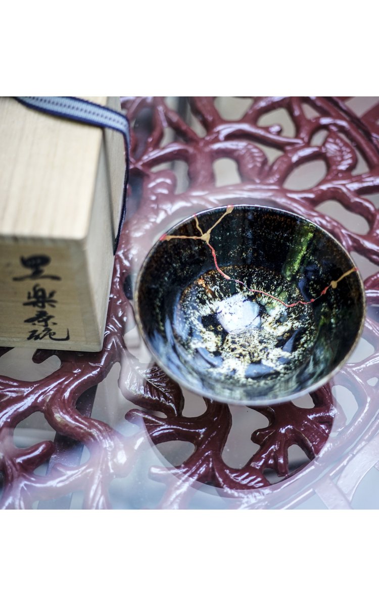 Bol cérémonie du Thé - Chawan noir Kintsugi-photo-2