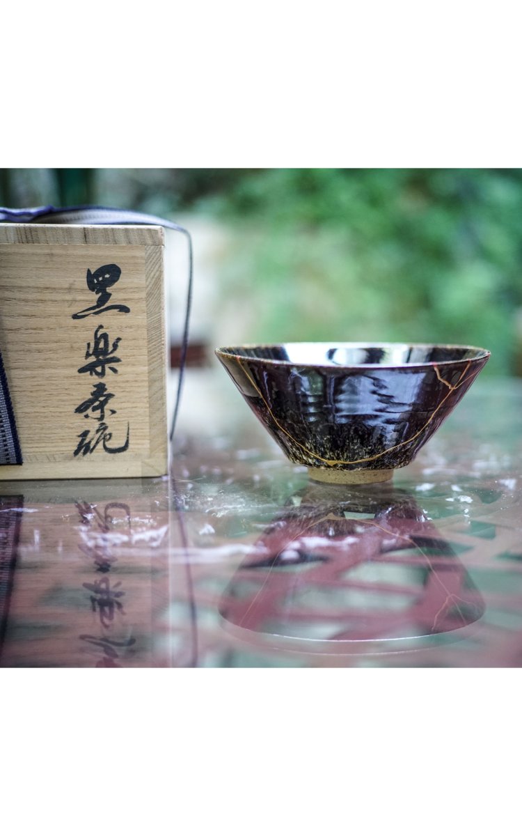 Bol cérémonie du Thé - Chawan noir Kintsugi-photo-1