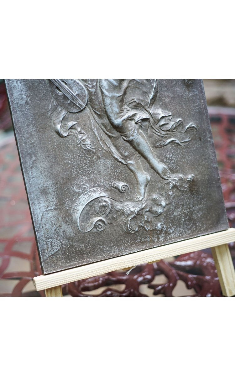Jean-baptiste Germain, Music And Sculpture, Two Gallant White Bronze Plaques-photo-4