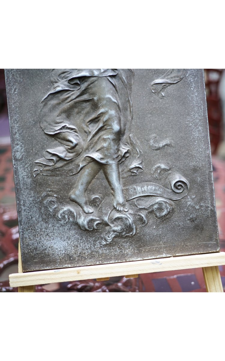 Jean-baptiste Germain, Music And Sculpture, Two Gallant White Bronze Plaques-photo-1