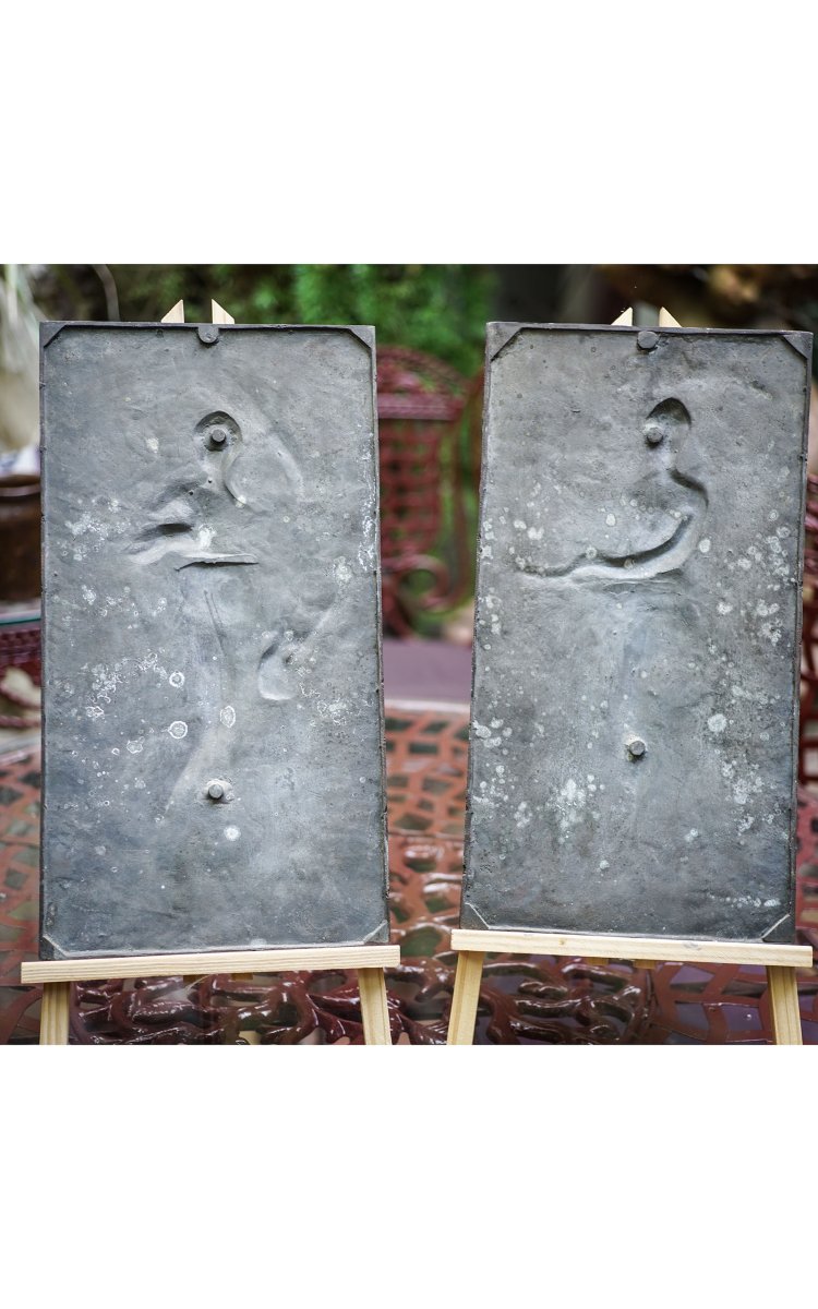 Jean-baptiste Germain, Music And Sculpture, Two Gallant White Bronze Plaques-photo-2