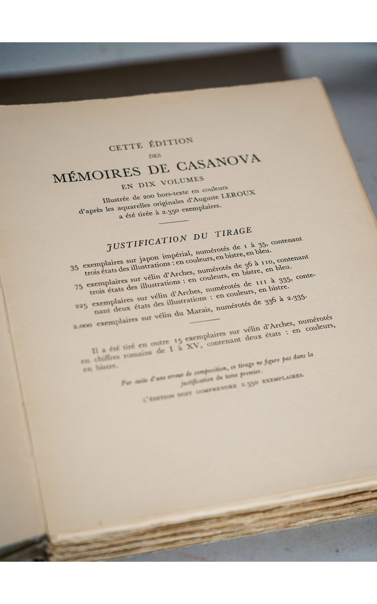 MEMOIRES DE CASANOVA, 10 volumes, complet, Figures d'Auguste LEROUX-photo-1