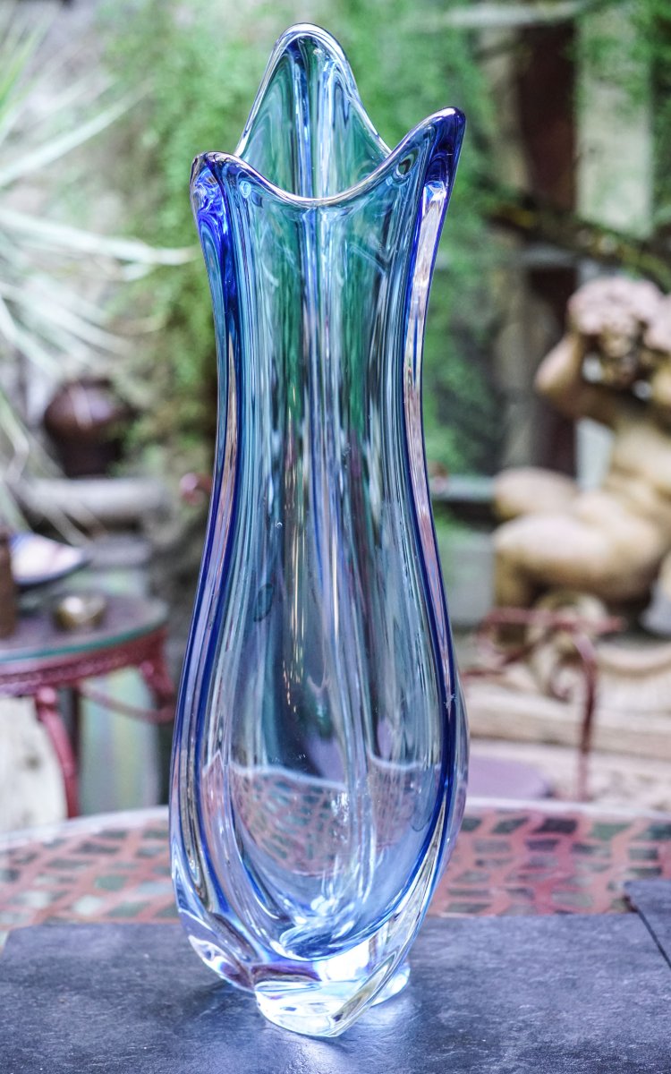 VAL SAINT LAMBERT, Vase cristal massif-photo-1