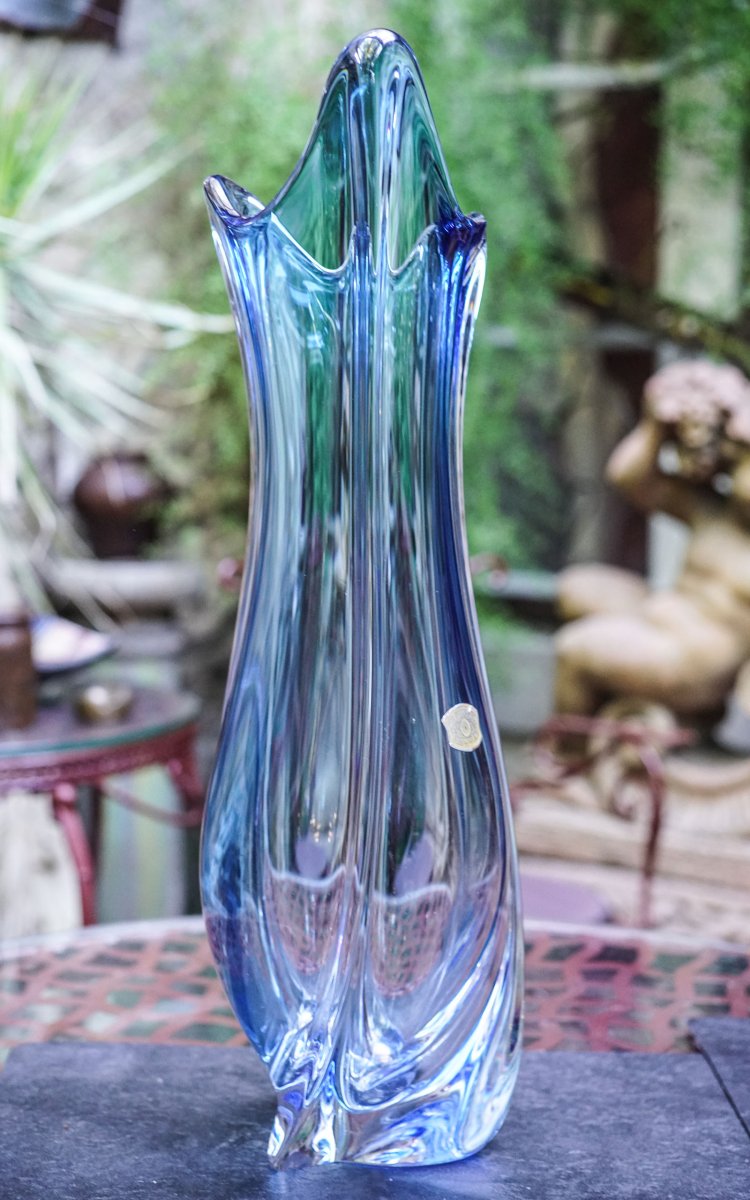 VAL SAINT LAMBERT, Vase cristal massif