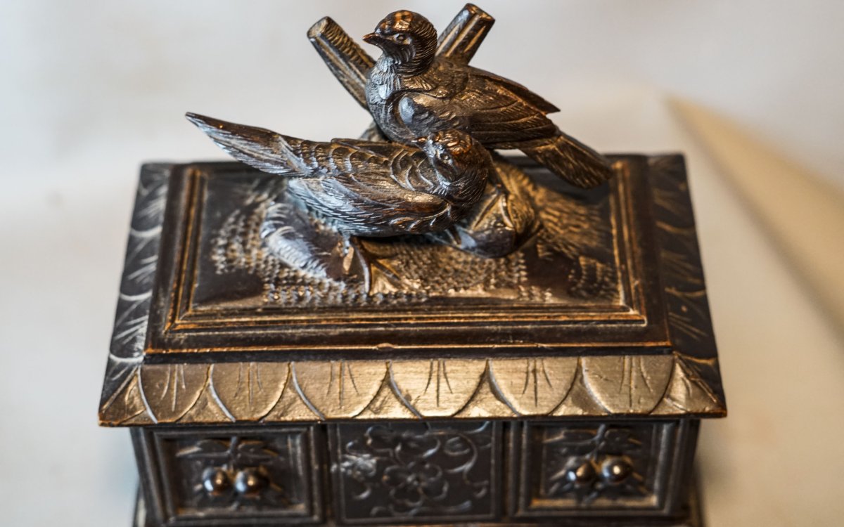 Boite bois aux oiseaux, coffret à bijoux,  N III-photo-2