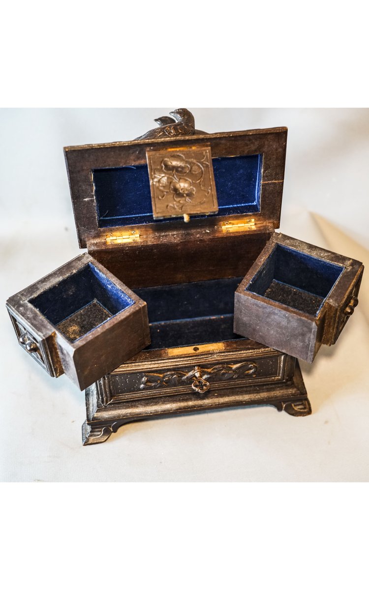 Boite bois aux oiseaux, coffret à bijoux,  N III-photo-1