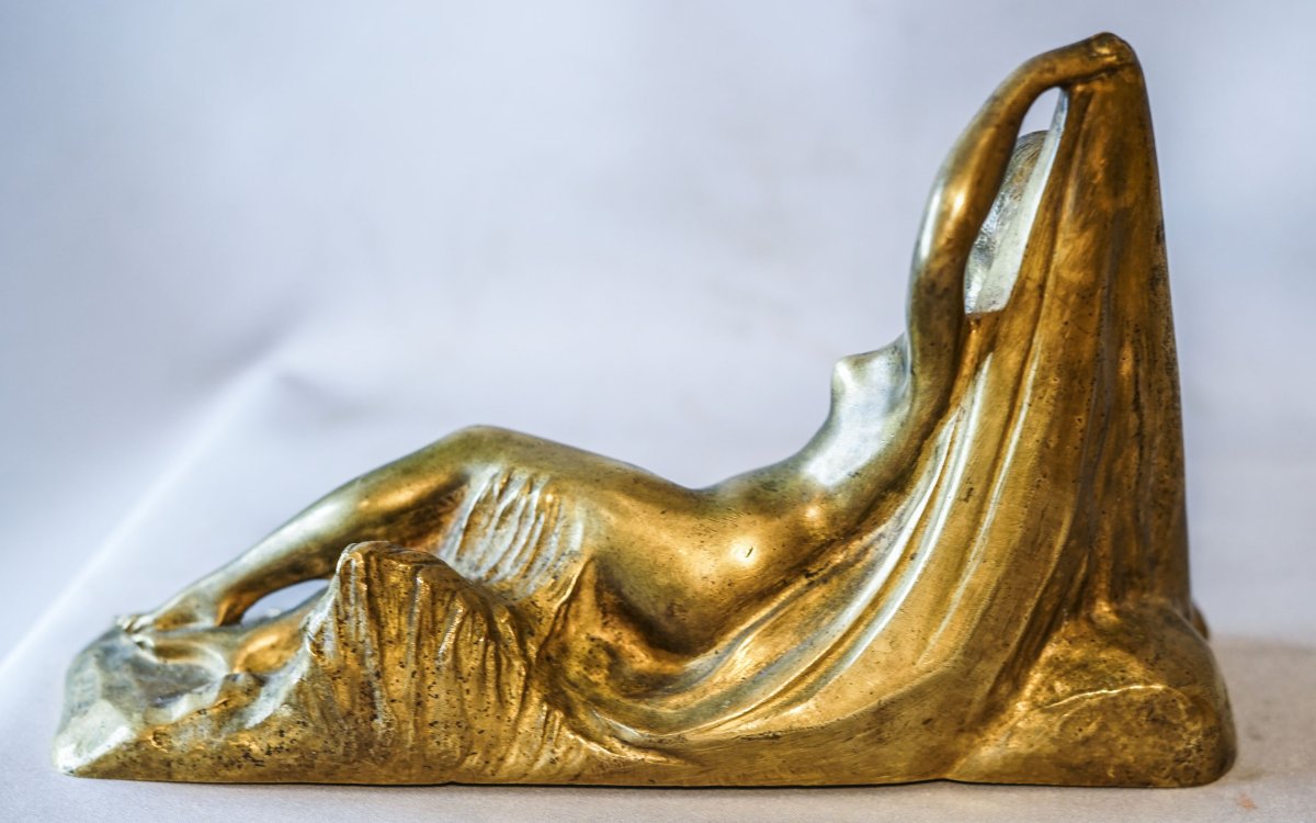 Ignacio GALLO Art Déco, Bronze femme nue allongée-photo-2