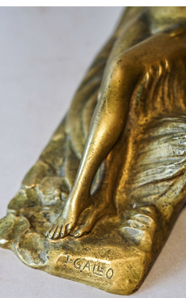 Ignacio GALLO Art Déco, Bronze femme nue allongée-photo-1