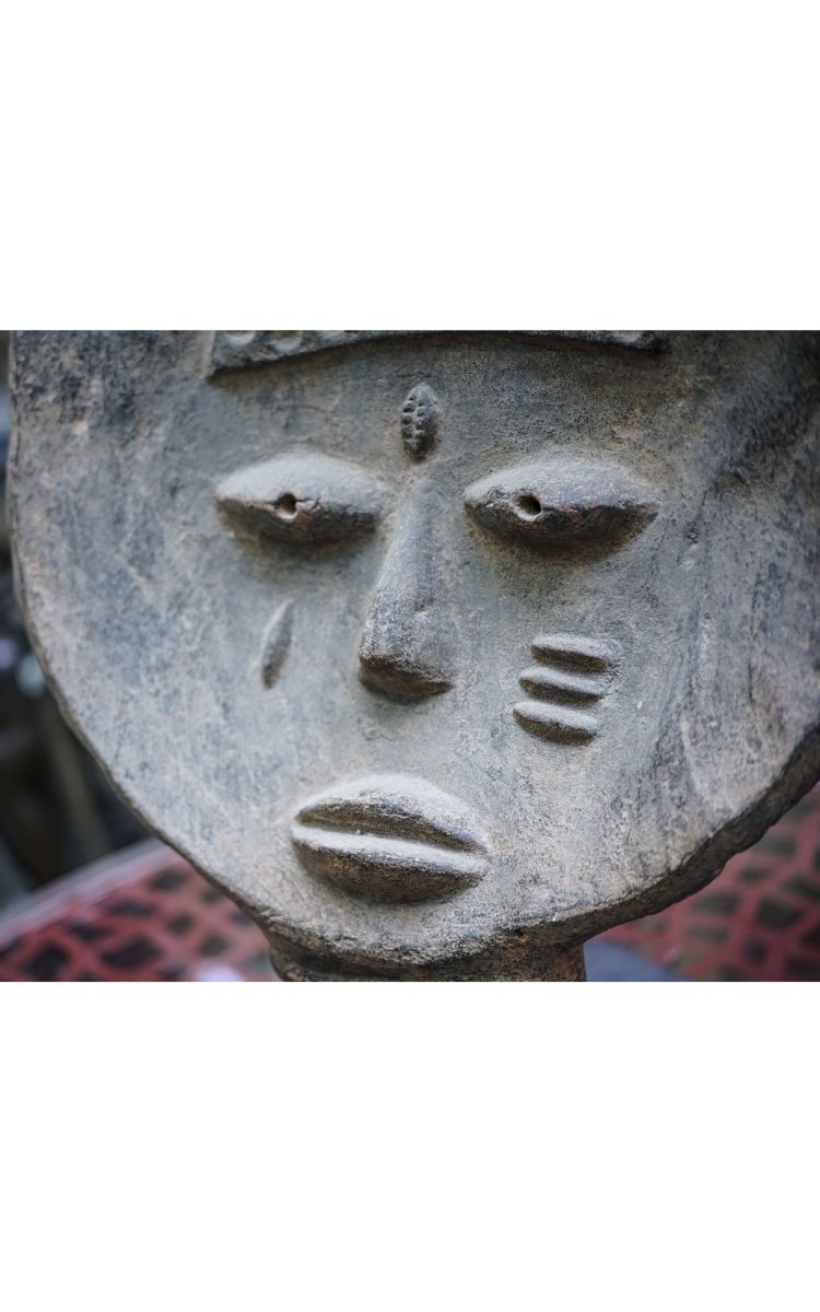 TÊTE AKAN, terre cuite sur socle, peuple Kwahu, Ghana-photo-3