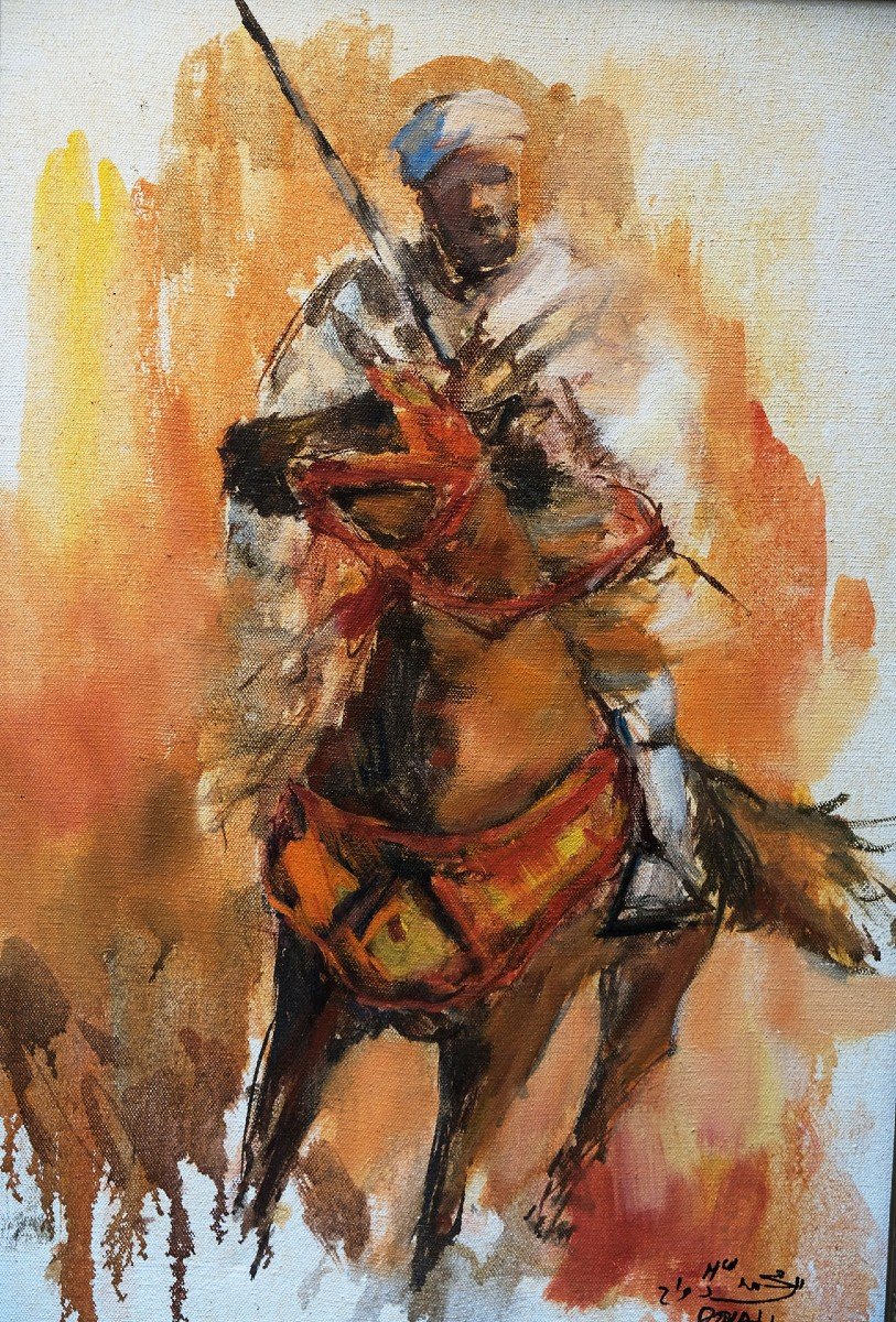 Mohamed DOUAH, "Cavalier", huile sur toile.-photo-2