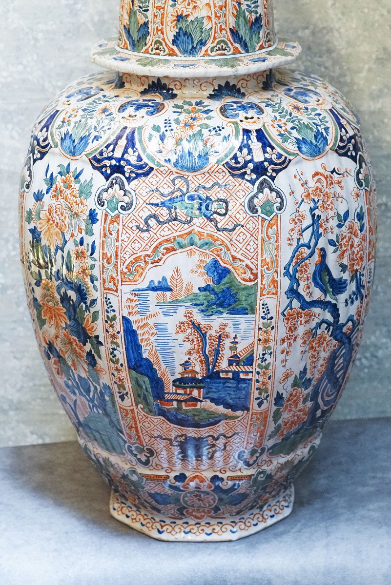 DELFT Grand vase faïence potiche richement coloré-photo-1