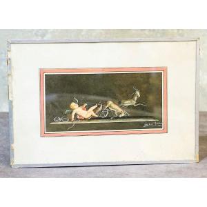 Giovanni GALLO, aquarelle, Cupidon à terre