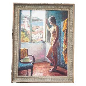 Pascal HAYOT, "Nu à la fenêtre", SAINT TROPEZ , Huile sur toile