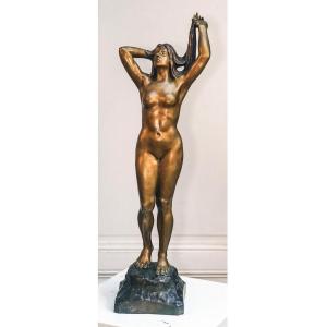 Arthur PUYT, Sculpture bronze, "Baigneuse" Art Déco 
