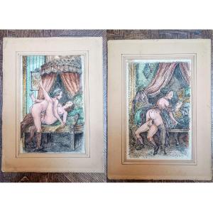 DEUX AQUARELLES ÉROTIQUES