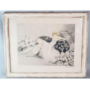 Louis ICART, "LA DAME SUR CANAPÉ"