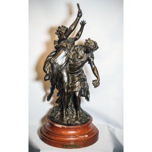 Clodion (1738–1814), After, “bacchantes With A Tambourine And A Bunch Of Grapes,” Bronze